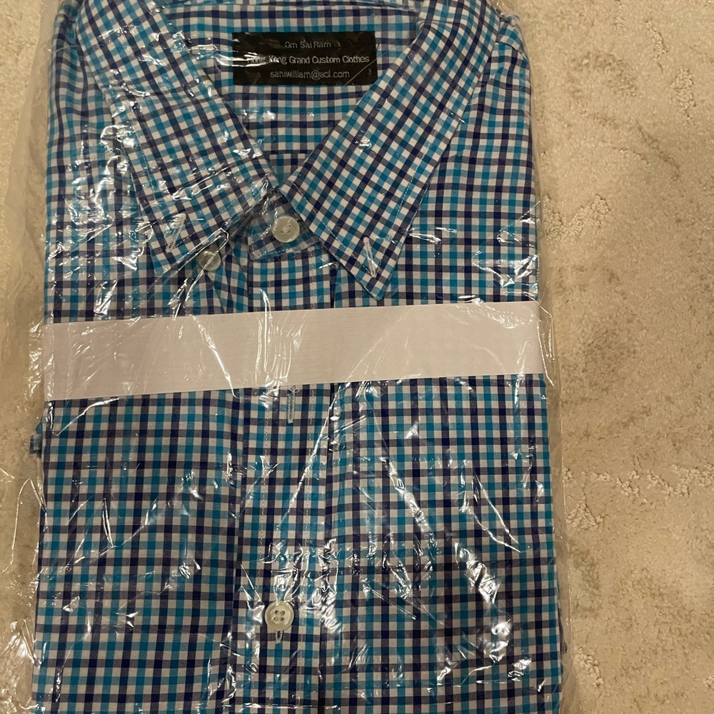 Blue and White Checkered Men's Shirt